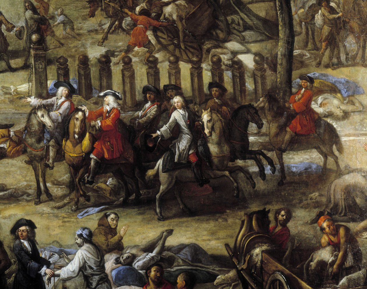 Widok toru (z Marsylii) podczas zarazy 1720 (olej na płótnie) autorstwa Michel Serre