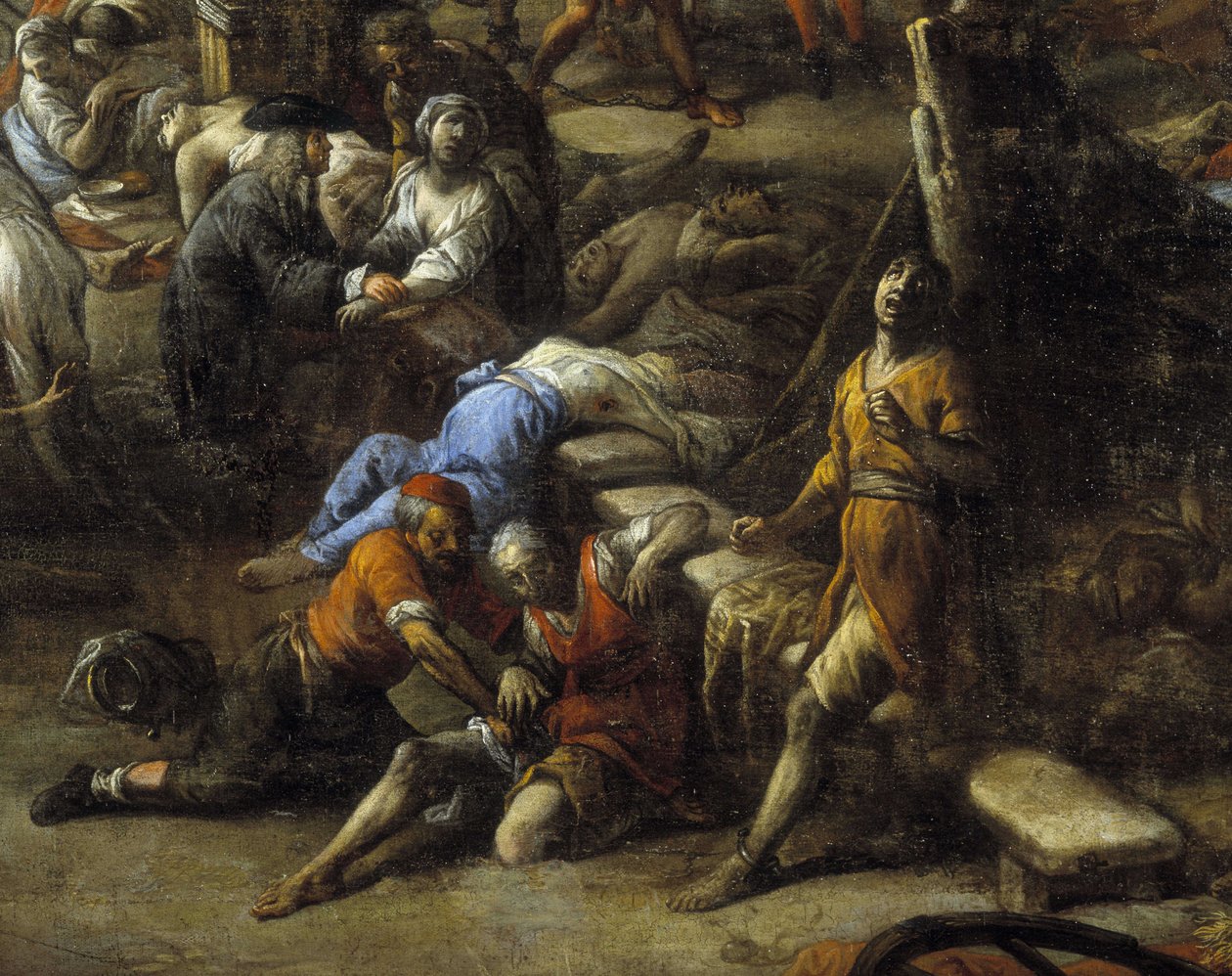 Widok toru (z Marsylii) podczas zarazy 1720 (olej na płótnie) autorstwa Michel Serre