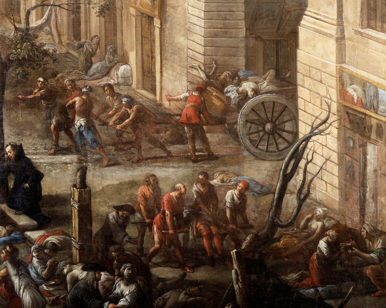 Widok Ratusza (Marsylii) podczas zarazy z 1720 r. autorstwa Michel Serre