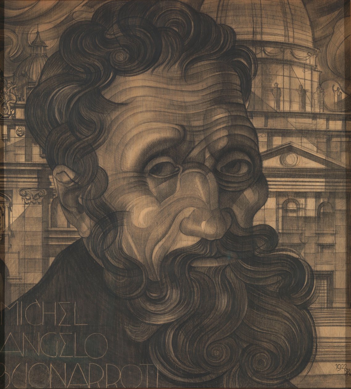 Portret van Michel Angelo Buonarroti autorstwa Michel de Klerk