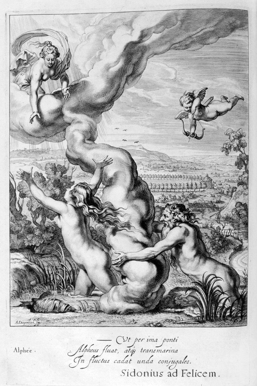Aretuza ścigana przez Alfeusza i zamieniona w fontannę, 1655 autorstwa Michel de Marolles