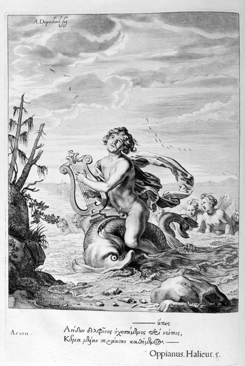Arion uratowany przez delfina, 1655 autorstwa Michel de Marolles