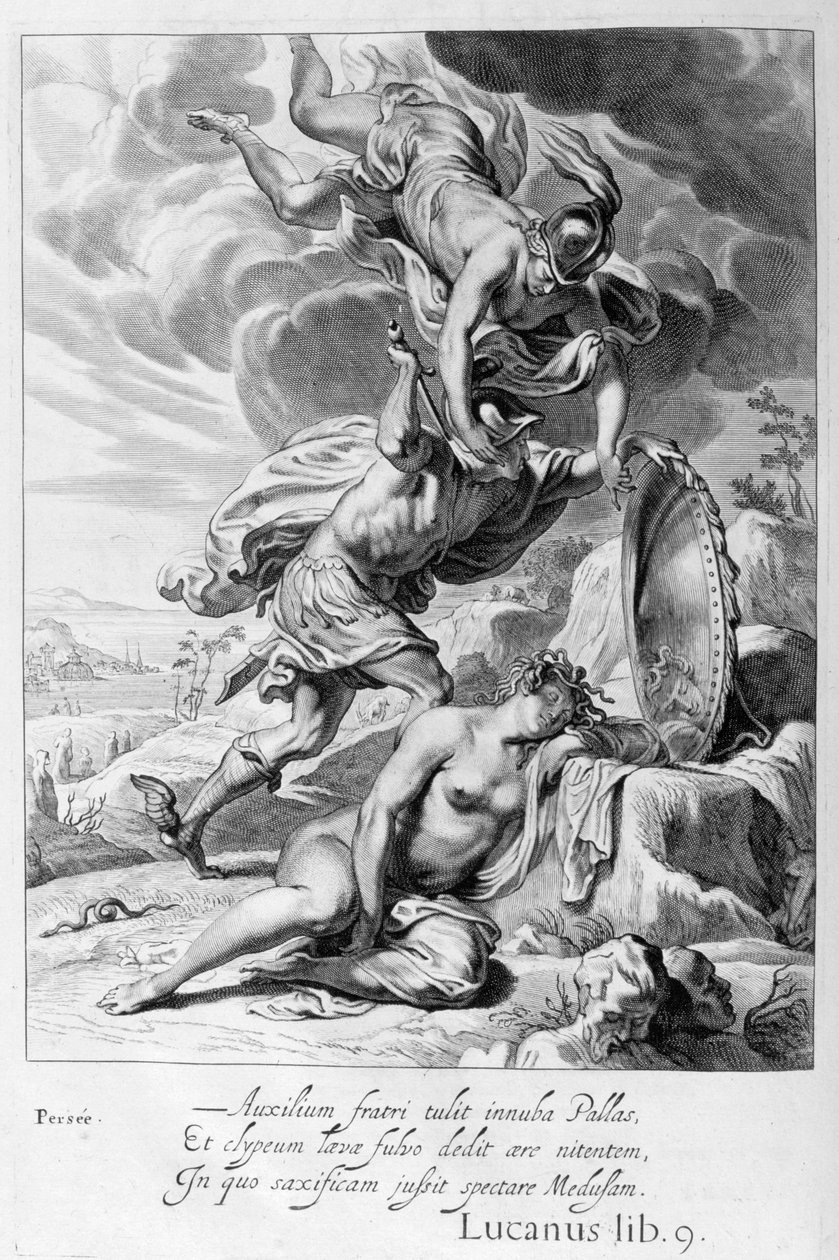 Perseusz odcina głowę Meduzy, 1655 autorstwa Michel de Marolles