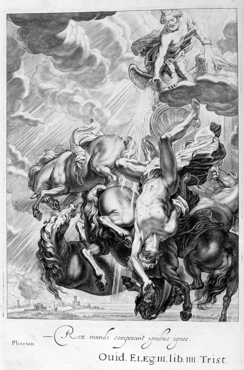 Faeton zestrzelony przez piorun Jowisza, 1655 autorstwa Michel de Marolles