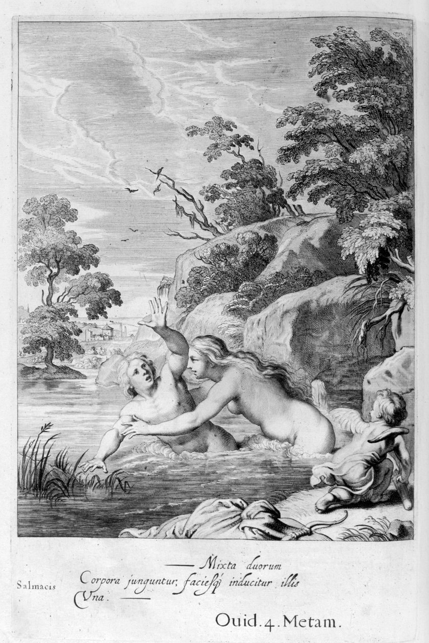 Nimfa Salmacis i Hermafrodyt, 1655 autorstwa Michel de Marolles
