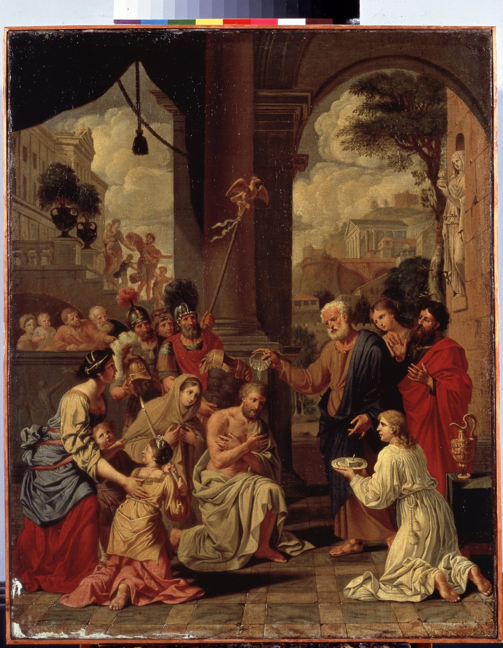 „Le bapteme du centurion Corneille” (chrzest Korneliusza setnika) Corneille, rzymski setnik, został ochrzczony przez Piotra. Obraz Michela Corneille