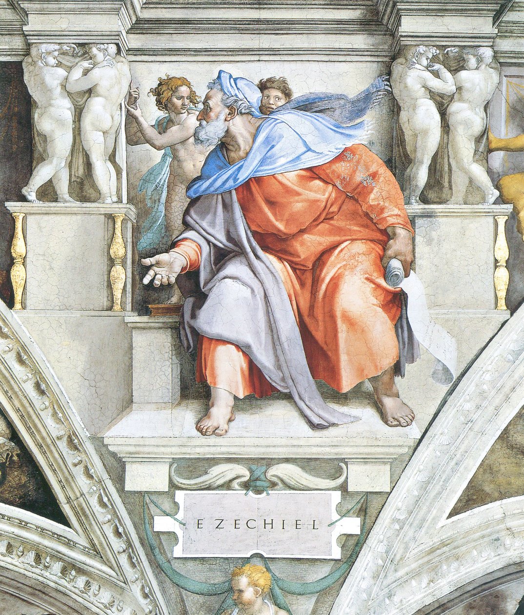 Ezechiel na suficie Kaplicy Sykstyńskiej w Watykanie autorstwa Michelangelo Buonarroti