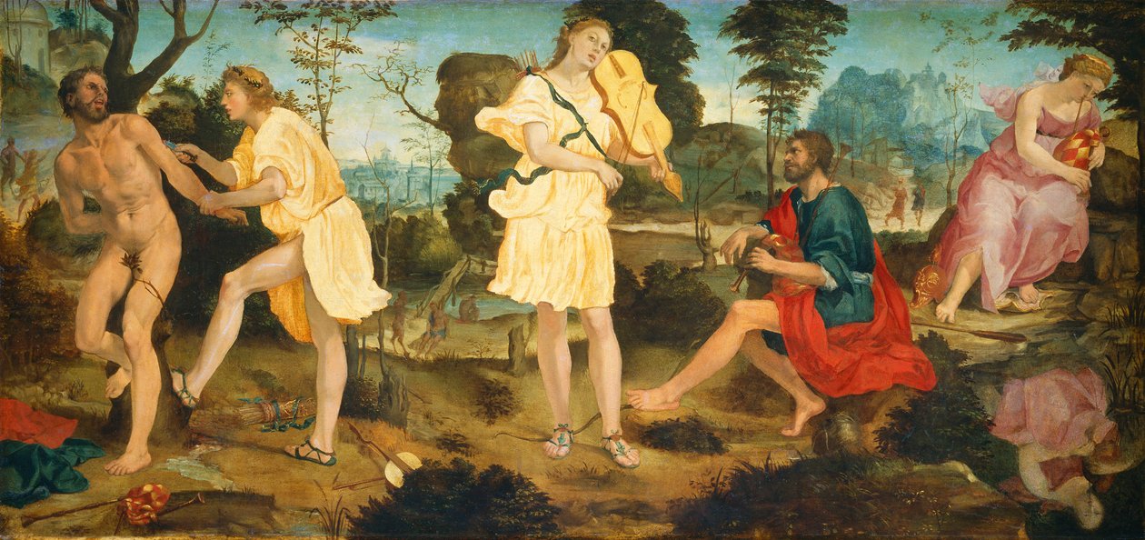 Apollo i Marsjasz, ok. 1540 autorstwa Michelangelo Anselmi