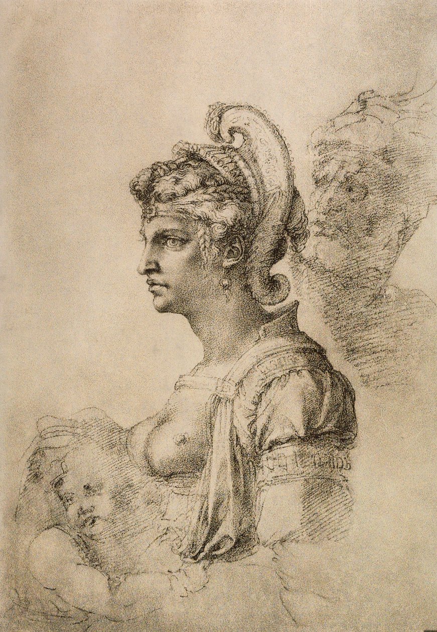 Kleopatra, rysunek Michała Anioła. Gabinet Rysunków i Grafiki, Galeria Uffizi, Florencja autorstwa Michelangelo Buonarroti