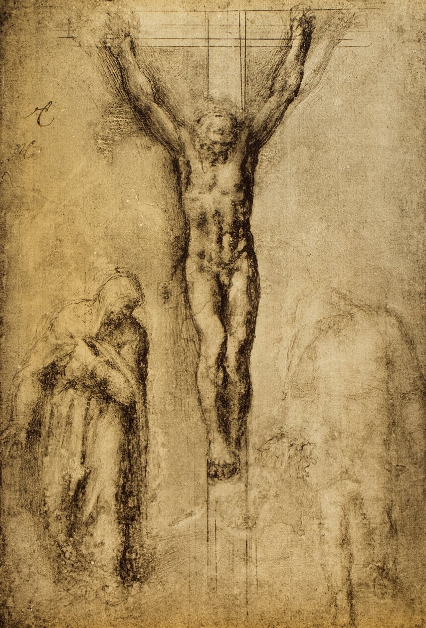 Ukrzyżowanie; rysunek Michała Anioła. Luwr, Paryż autorstwa Michelangelo Buonarroti