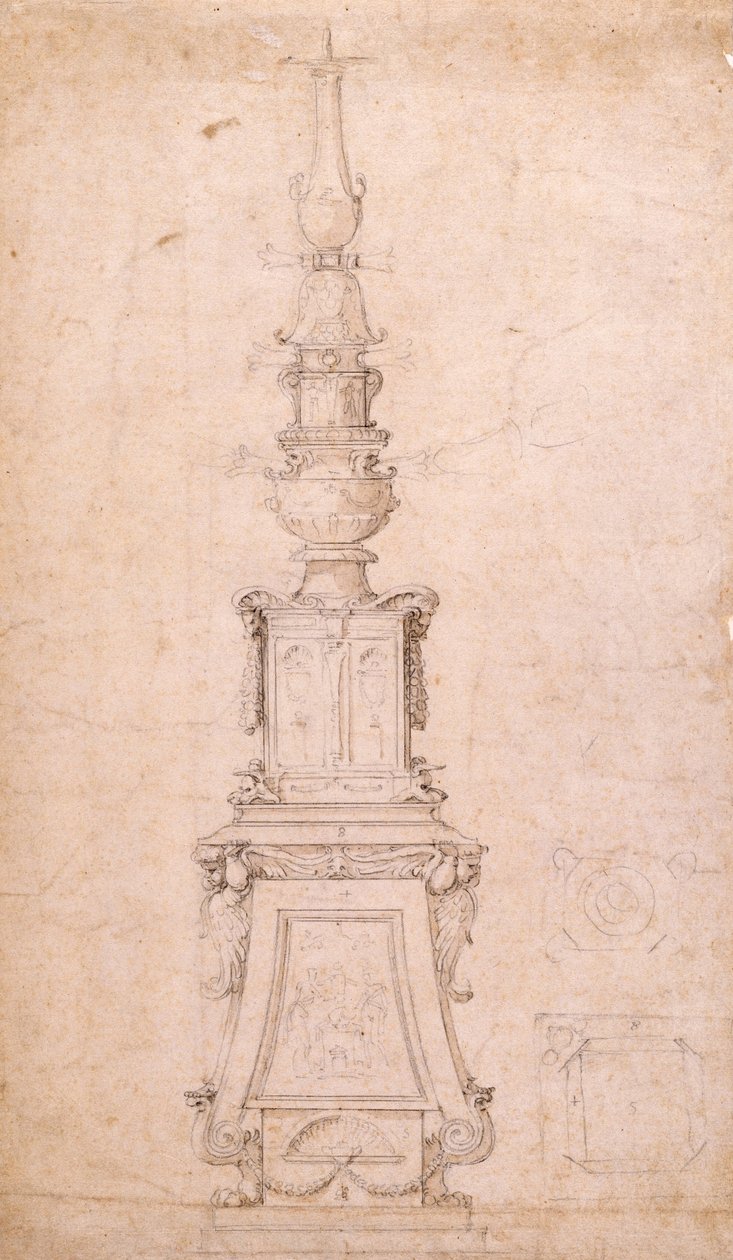 Projekt na kandelabr autorstwa Michelangelo Buonarroti