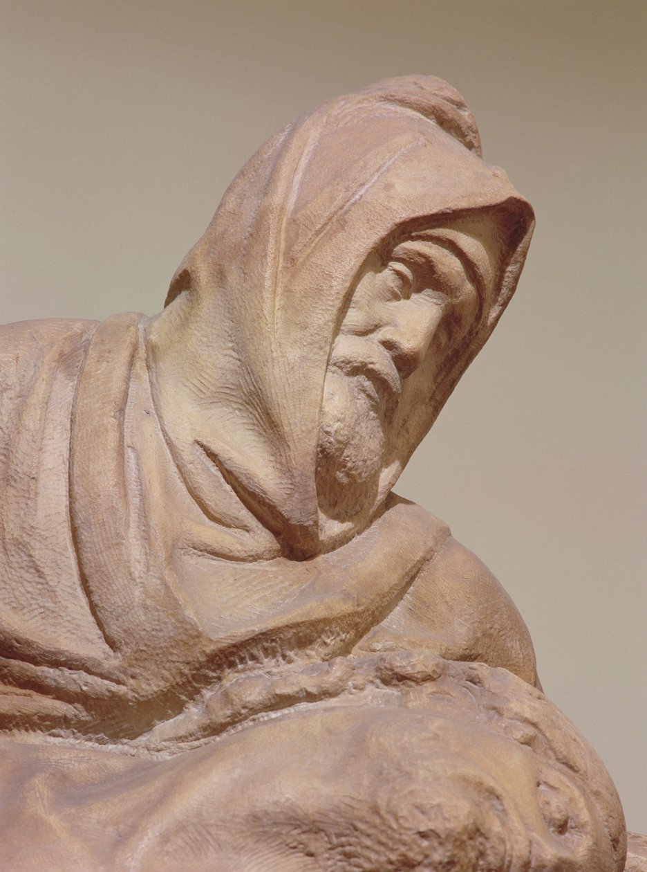 Fragment piety florenckiej, marmur z lat 1547-53 autorstwa Michelangelo Buonarroti