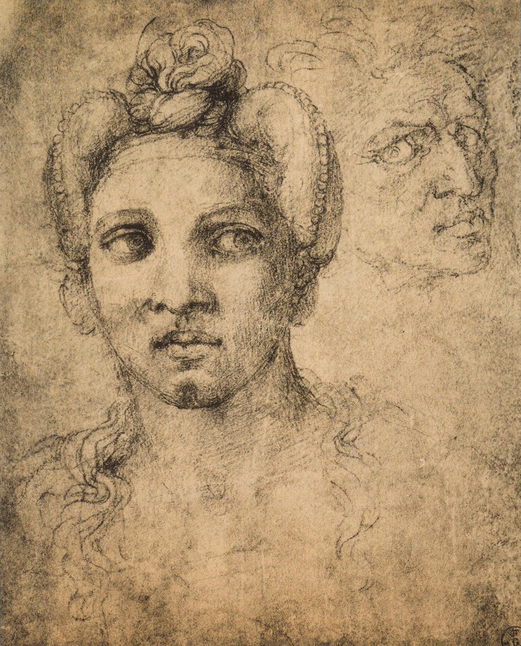 Głowa kobiety, rysunek Michała Anioła. Gabinet Rysunków i Druków, Uffizi, Florencja autorstwa Michelangelo Buonarroti