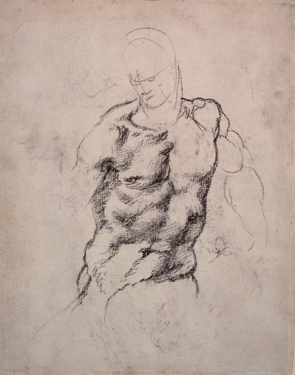 Studium postaci (węgiel na papierze) autorstwa Michelangelo Buonarroti