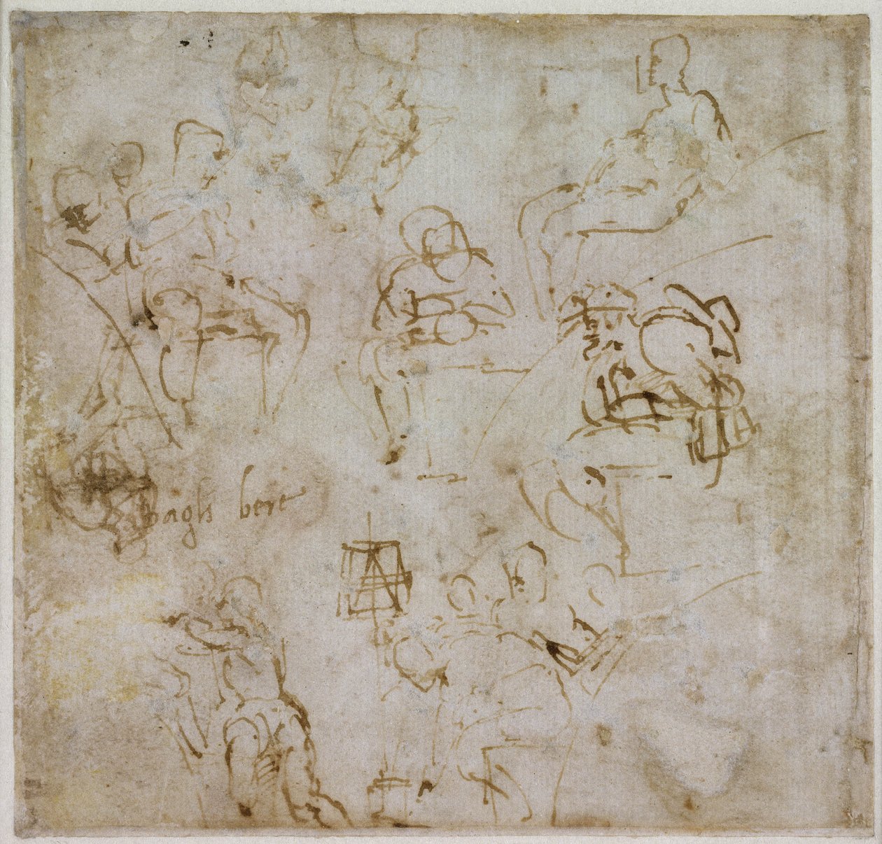 Studium postaci z pismem, ok. 1511 autorstwa Michelangelo Buonarroti