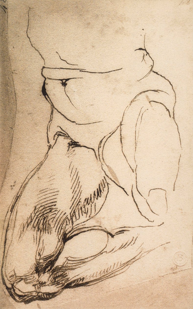 Klęcząca postać męska; rysunek Michała Anioła. Casa Buonarroti, Florencja autorstwa Michelangelo Buonarroti
