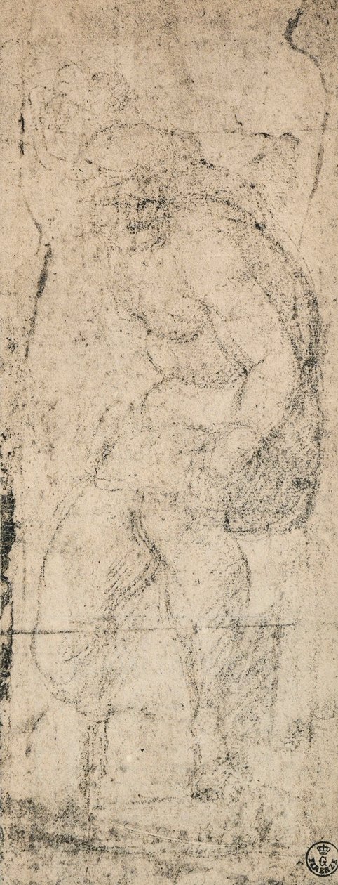 Akt męski, studium Michała Anioła. Gabinetto dei Disegni e delle Stampe, Galeria Uffizi, Florencja autorstwa Michelangelo Buonarroti