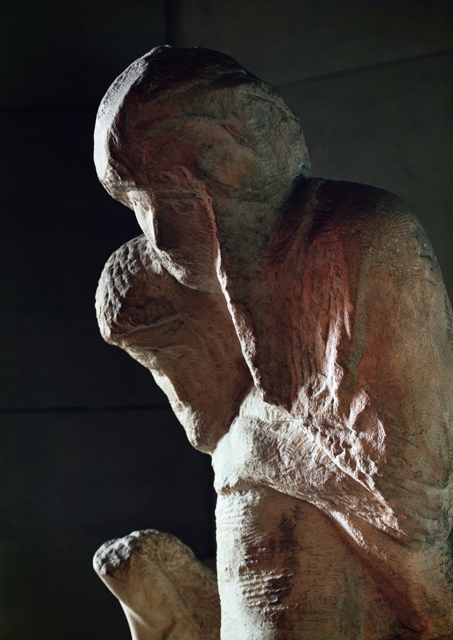 Pieta znana jako Rondanini detal z marmurowych głów autorstwa Michelangelo Buonarroti