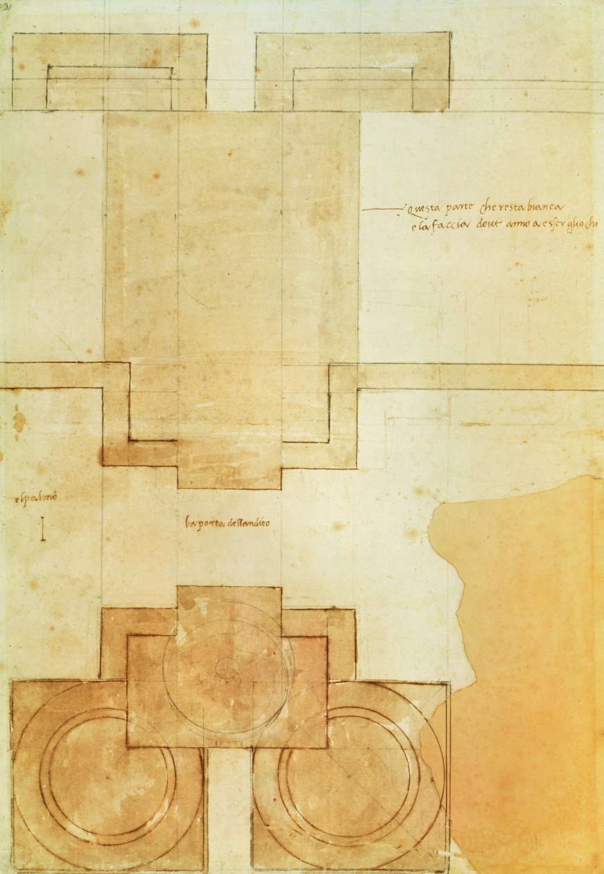 Plan bębna kopuły kościoła Bazyliki św. Piotra autorstwa Michelangelo Buonarroti