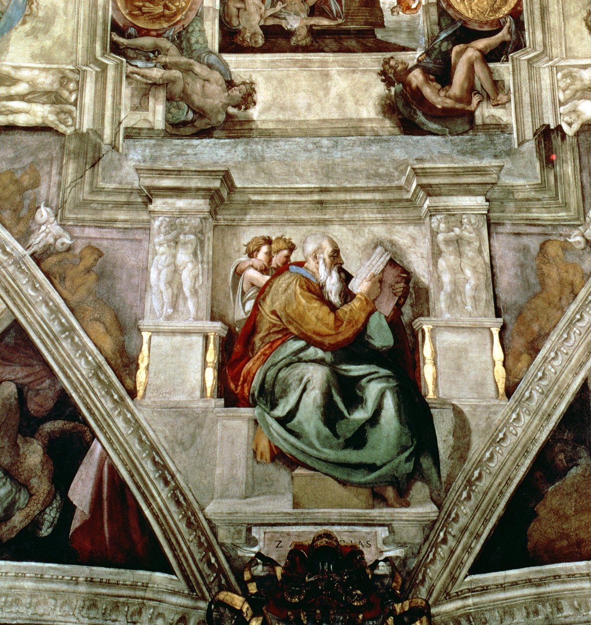 Sufit w Kaplicy Sykstyńskiej, 1508-12 (detal z 177197) autorstwa Michelangelo Buonarroti