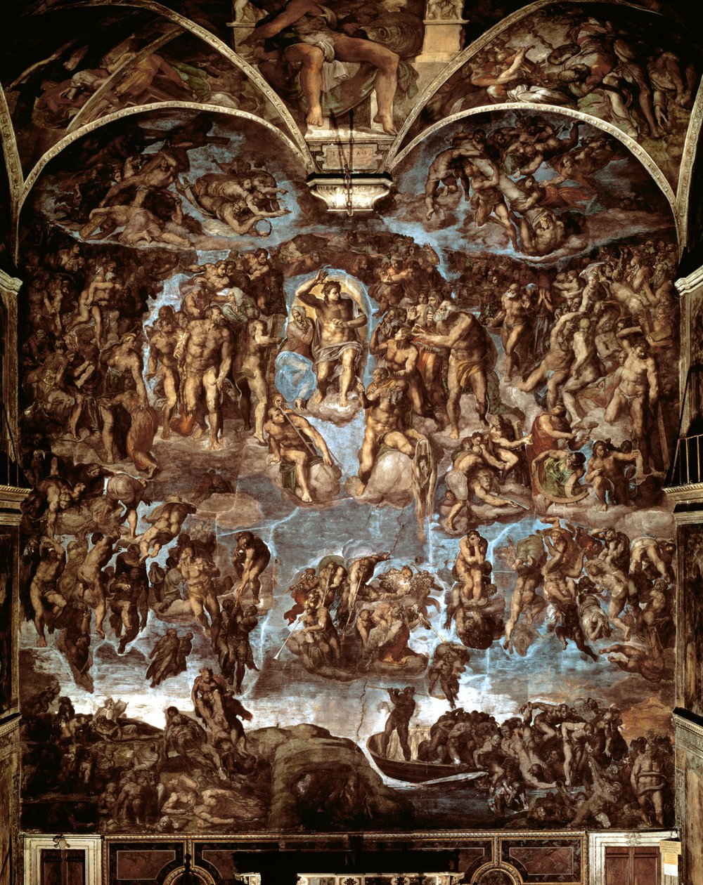 Kaplica Sykstyńska: Sąd Ostateczny, 1538-41 (przed renowacją) autorstwa Michelangelo Buonarroti
