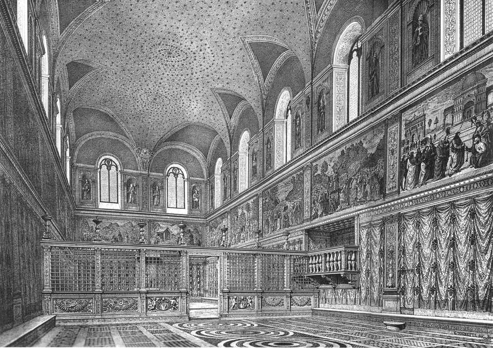Zrekonstruowany wygląd Kaplicy Sykstyńskiej autorstwa Michelangelo Buonarroti