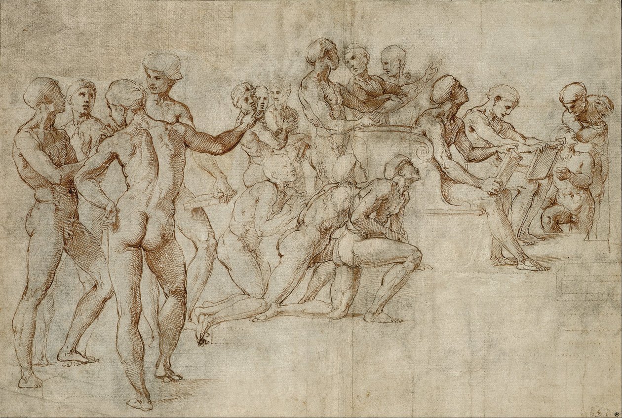 Szkic lewej dolnej części sporu autorstwa Michelangelo Buonarroti