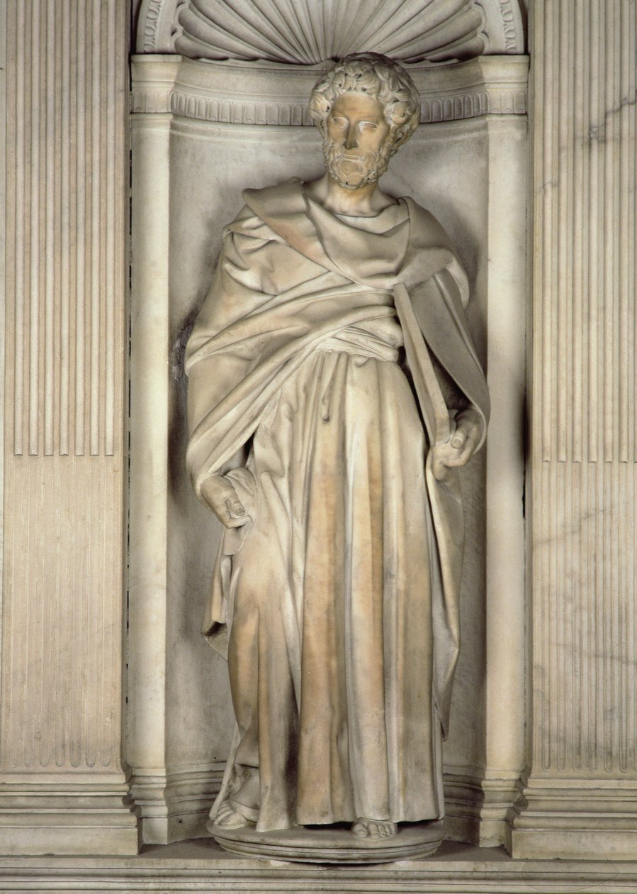 Św. Piotr, z ołtarza Piccolomini, 1501-4 (marmur) autorstwa Michelangelo Buonarroti