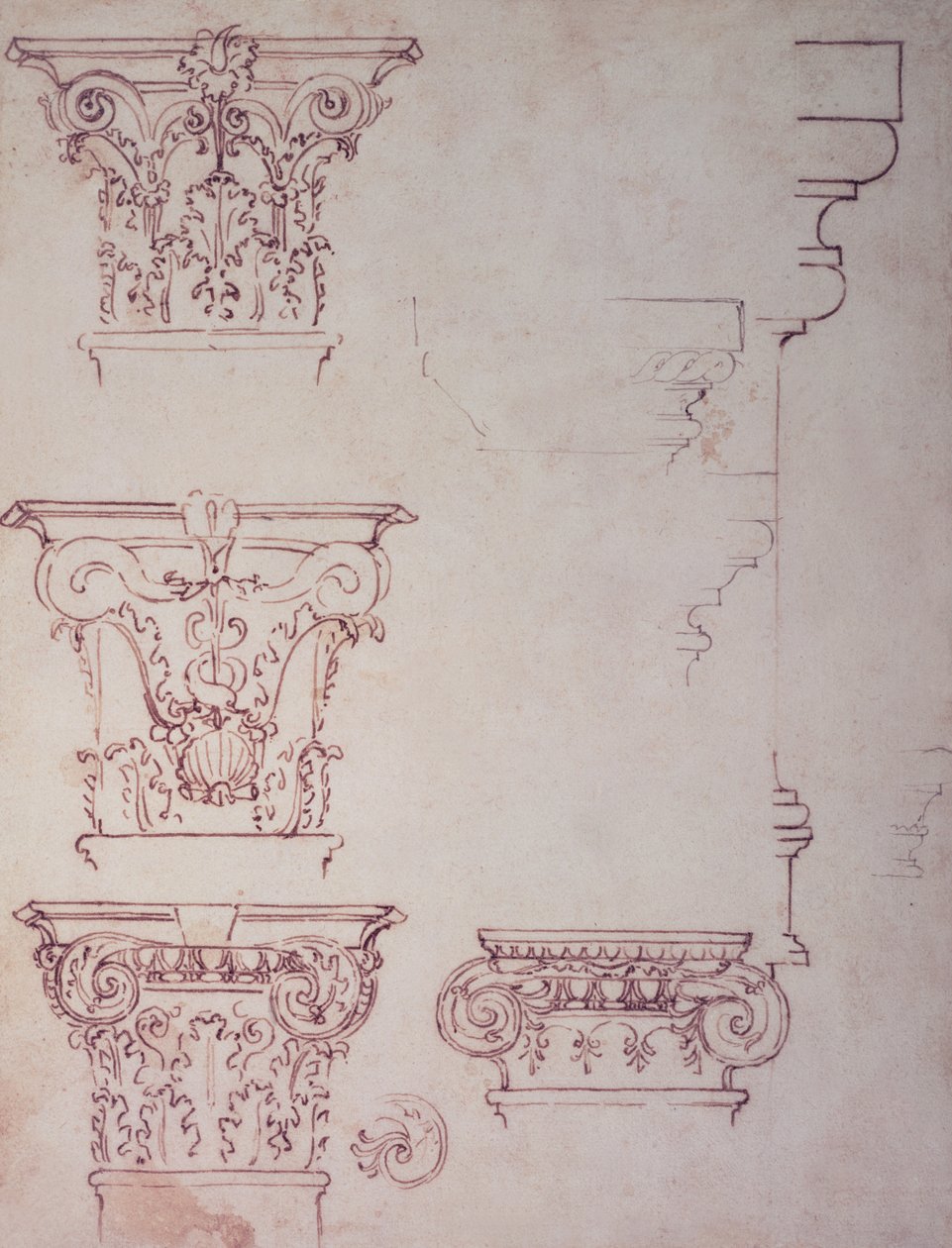 Studia na stolicę (brązowy tusz) autorstwa Michelangelo Buonarroti