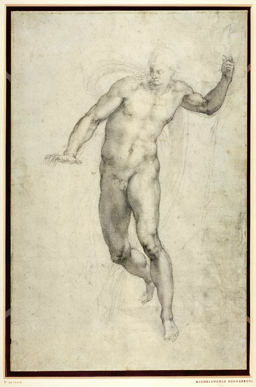 Studium do Sądu Ostatecznego (W.54 recto) autorstwa Michelangelo Buonarroti
