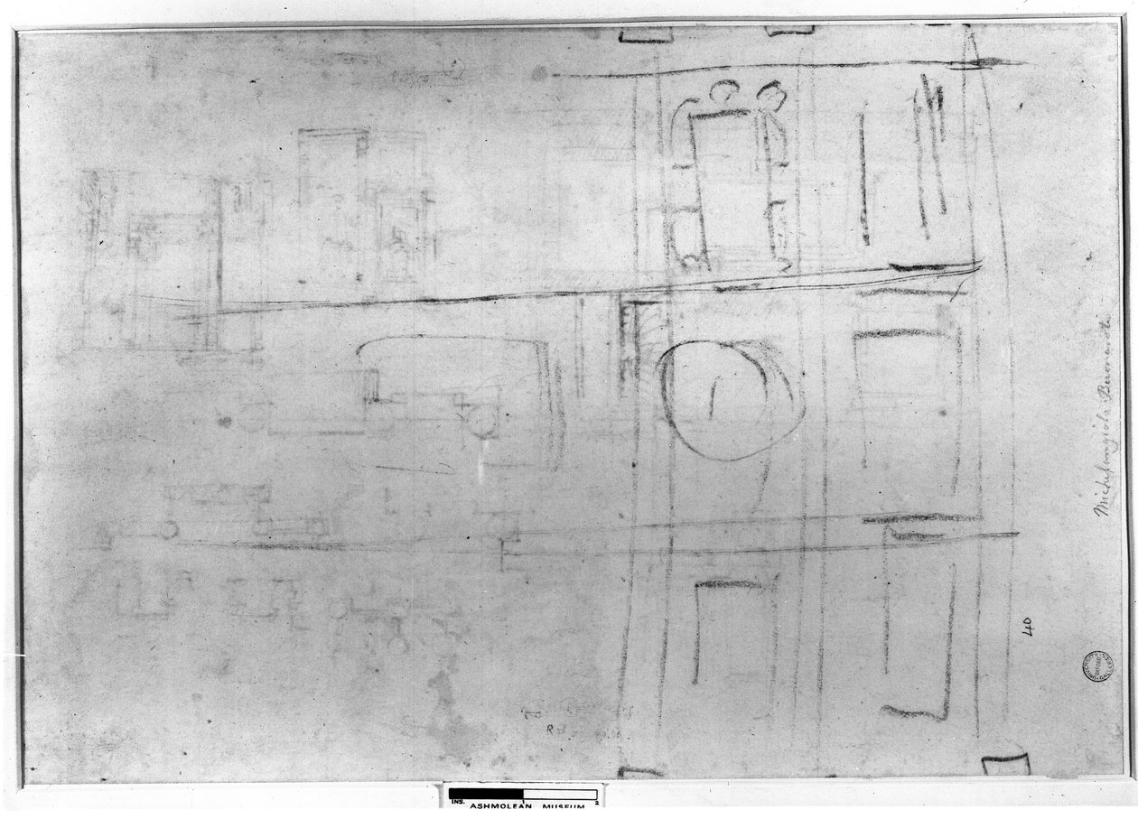 Studium sufitu Biblioteki Laurentian, 1524 autorstwa Michelangelo Buonarroti