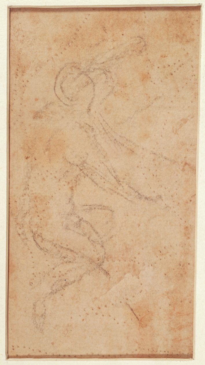 Studium postaci ze śladami rzucania (czarna kreda na papierze) (verso) autorstwa Michelangelo Buonarroti