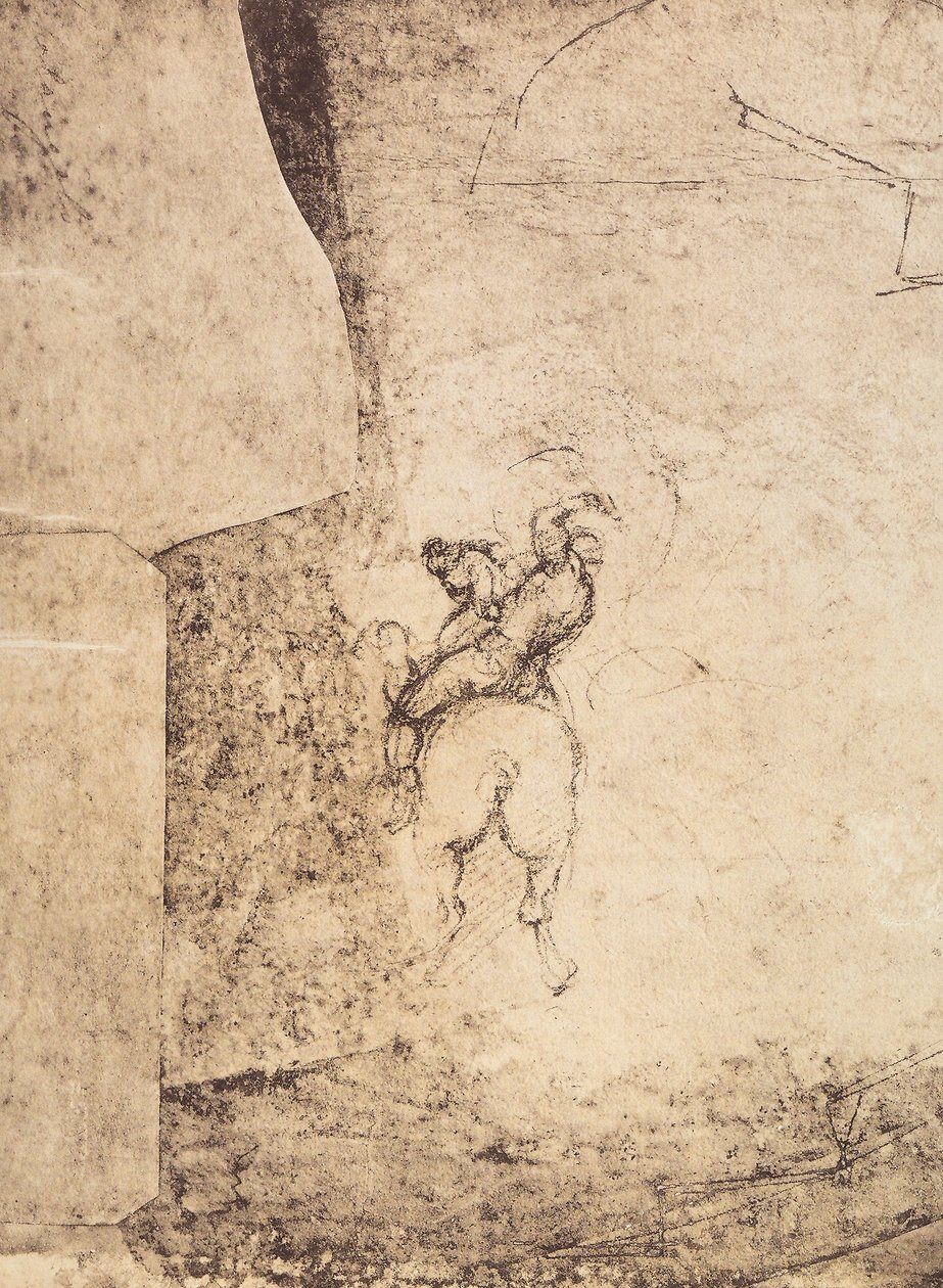 Studium jeźdźca: rysunek Michała Anioła, Gabinet Rysunków i Grafiki, Galeria Uffizi, Florencja autorstwa Michelangelo Buonarroti
