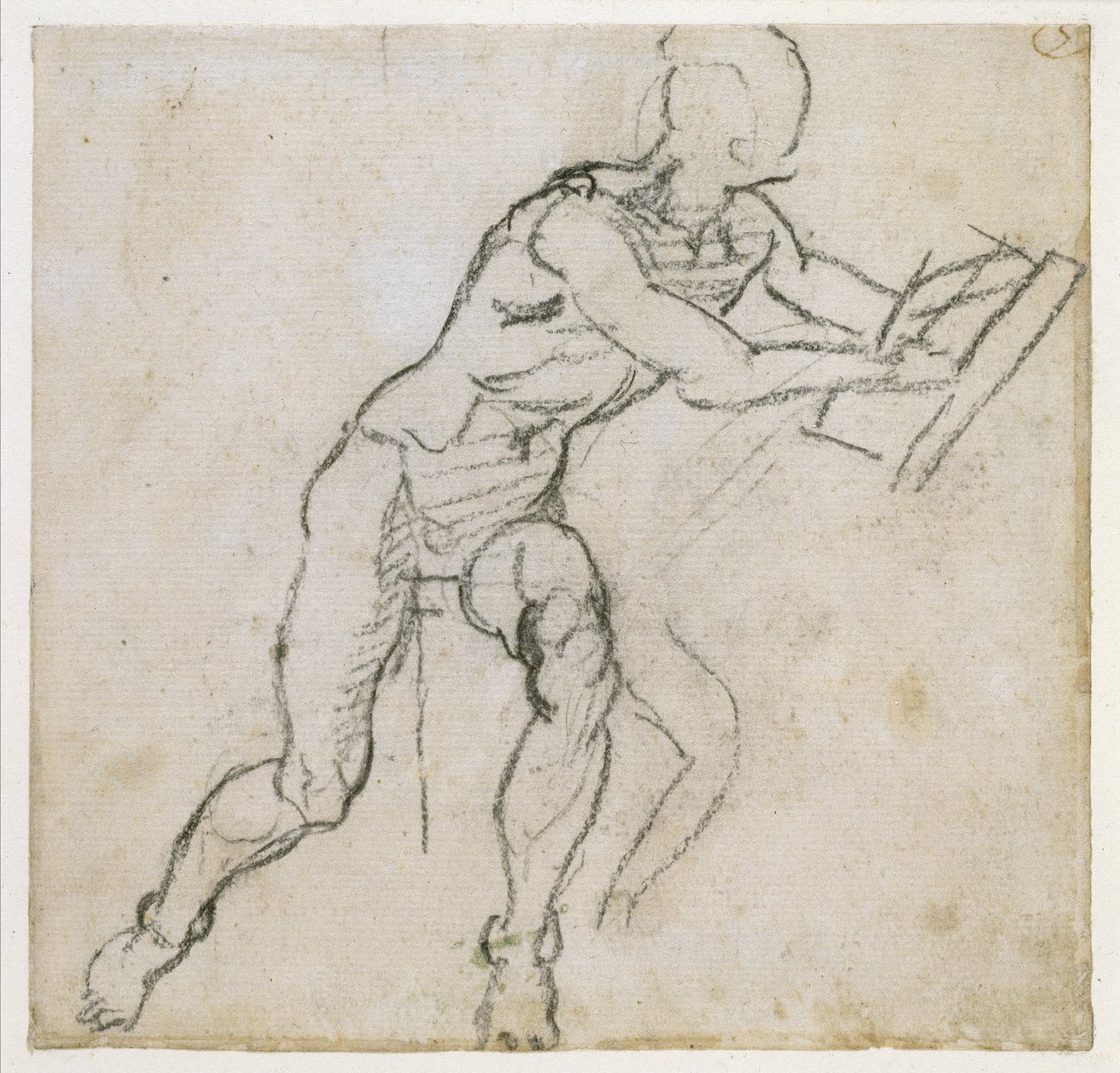 Studium siedzącego aktu męskiego, ok. 1511 (czarna kreda na papierze) autorstwa Michelangelo Buonarroti