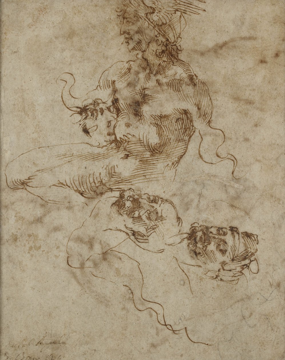 Studium siedzącego młodzieńca, ze studiami głowy, ok. 1502 r. autorstwa Michelangelo Buonarroti