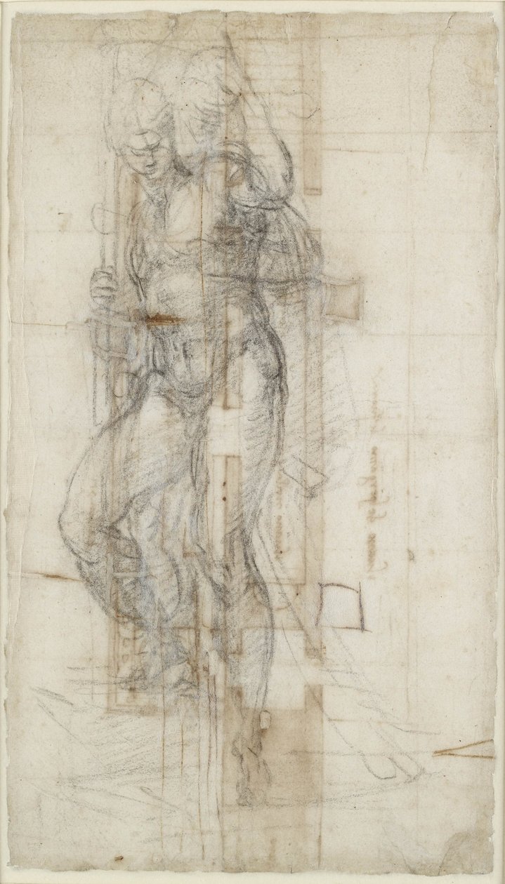 Studium Zmartwychwstania Chrystusa, ok. 1532 (kreda na papierze) autorstwa Michelangelo Buonarroti