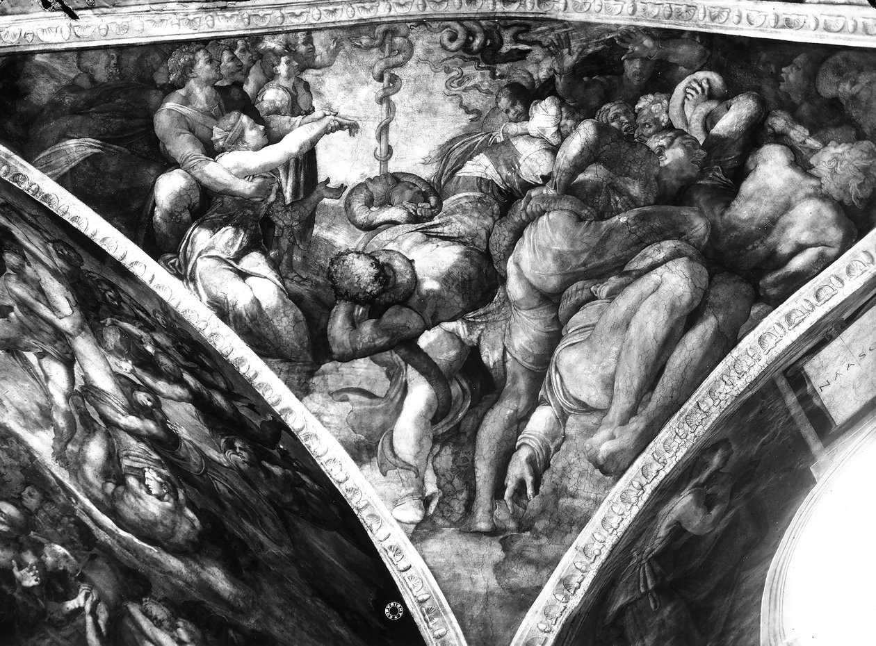 Miedziany wąż ze stropu Sykstyńskiego autorstwa Michelangelo Buonarroti