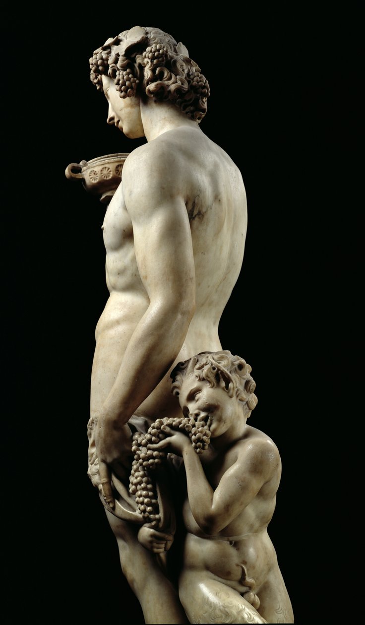 Pijaństwo Bachusa, 1496-97 marmurowy detal z 52672 autorstwa Michelangelo Buonarroti