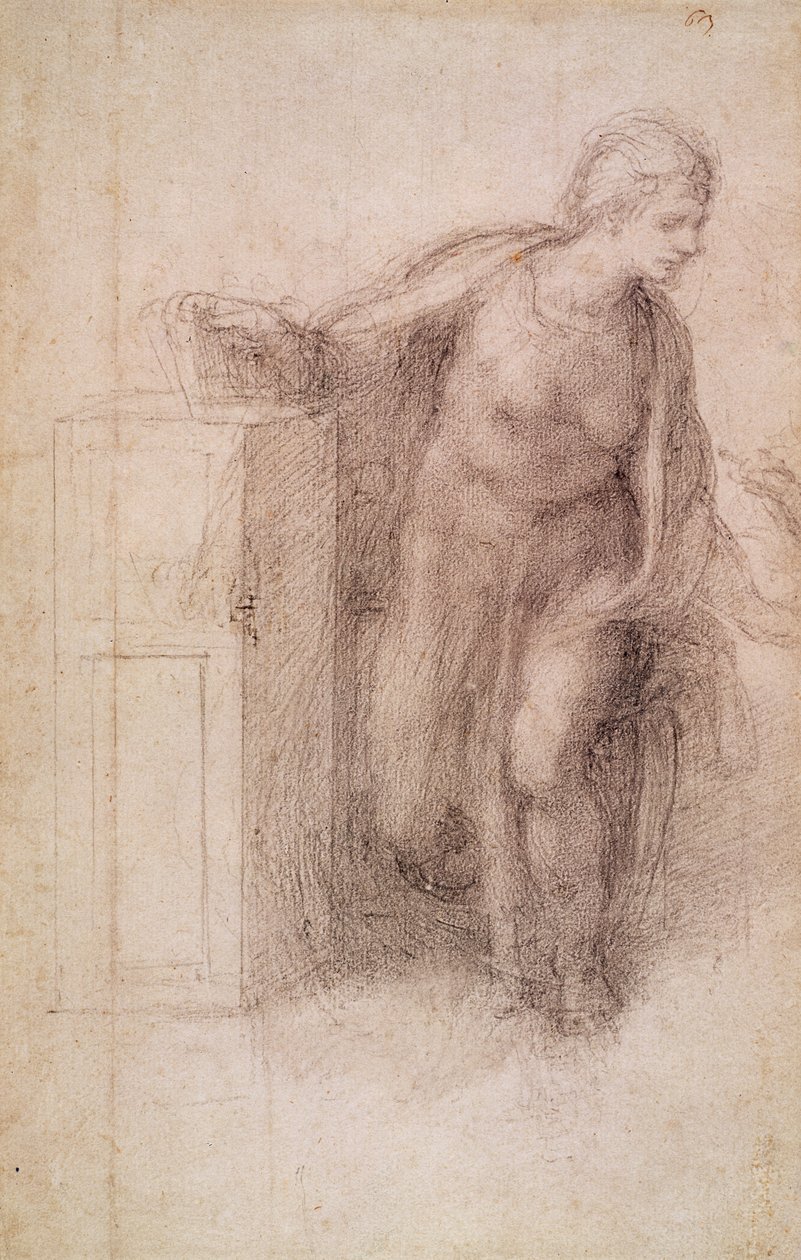 Zwiastowanie Dziewicy, ok. 1546 (czarna kreda na papierze) autorstwa Michelangelo Buonarroti