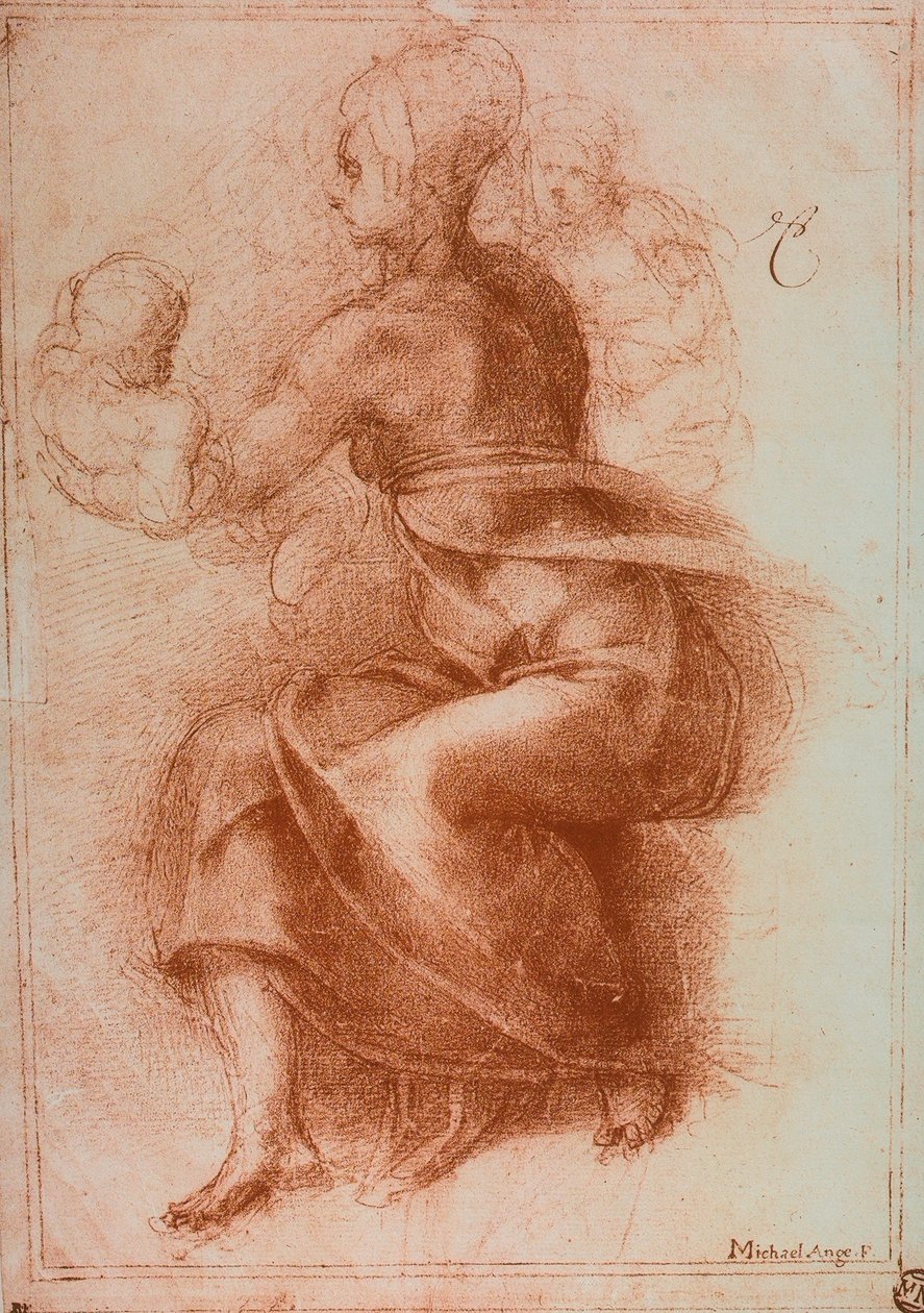 Dziewica z Dzieciątkiem; rysunek Michała Anioła. Luwr, Paryż autorstwa Michelangelo Buonarroti