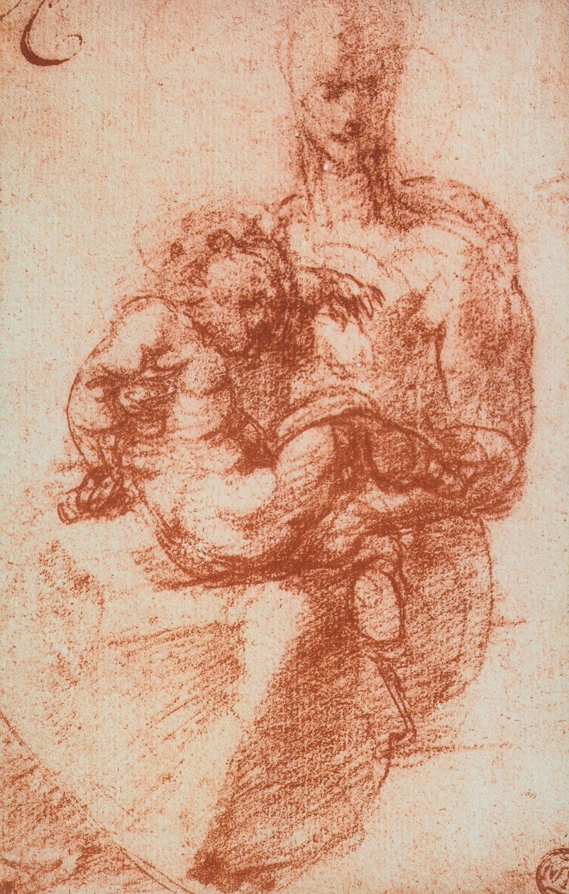 Dziewica z Dzieciątkiem; rysunek Michała Anioła. Luwr, Paryż autorstwa Michelangelo Buonarroti