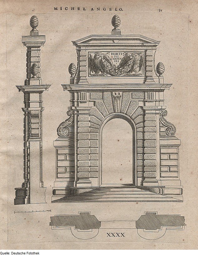 Brama do ogrodu przyjemności Castello Sforza w Mediolanie autorstwa Michelangelo Buonarroti