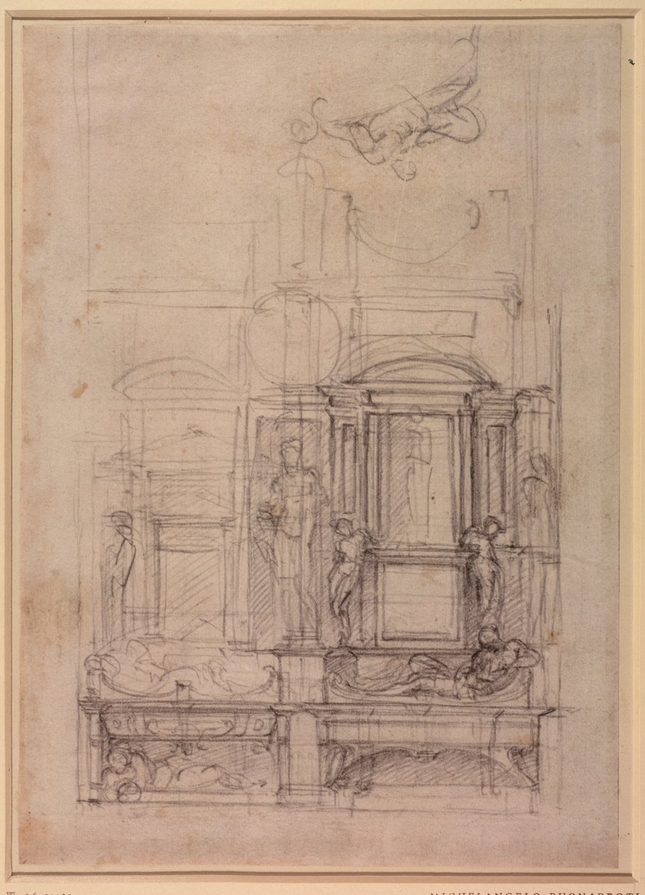 W.26r Projekt kaplicy Medyceuszy w kościele San Lorenzo we Florencji (węgiel) autorstwa Michelangelo Buonarroti
