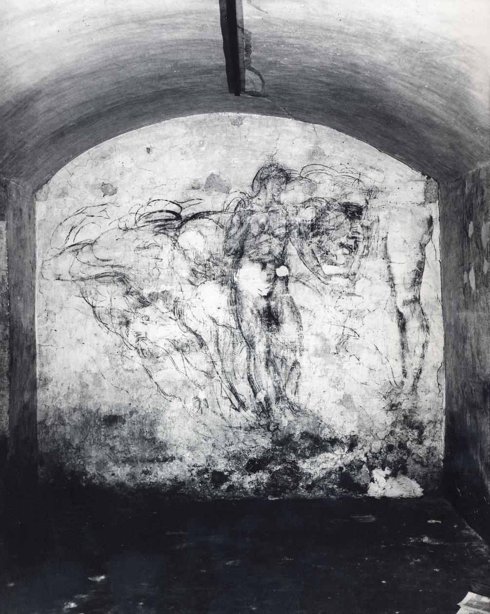 Rysunek ścienny postaci, ok. 1530 (węgiel na tynku) autorstwa Michelangelo Buonarroti