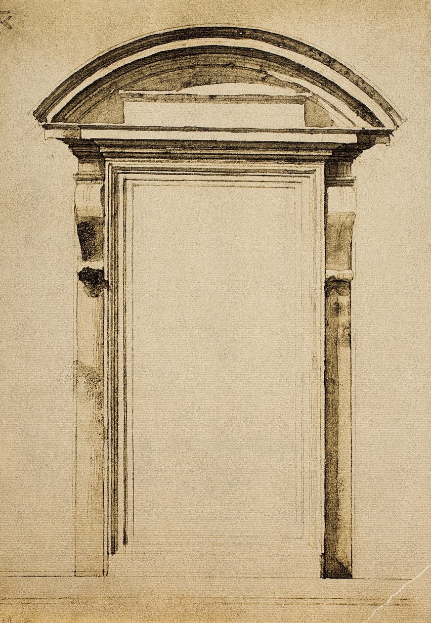 Okno; rysunek Michała Anioła. Casa Buonarroti, Florencja autorstwa Michelangelo Buonarroti