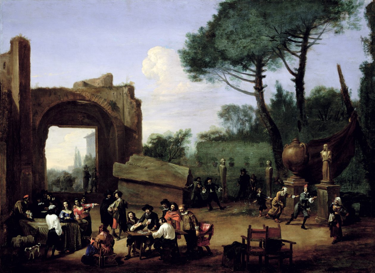 Garden Party z rzymskimi artystami, ok. 1640 autorstwa Michelangelo Cerquozzi