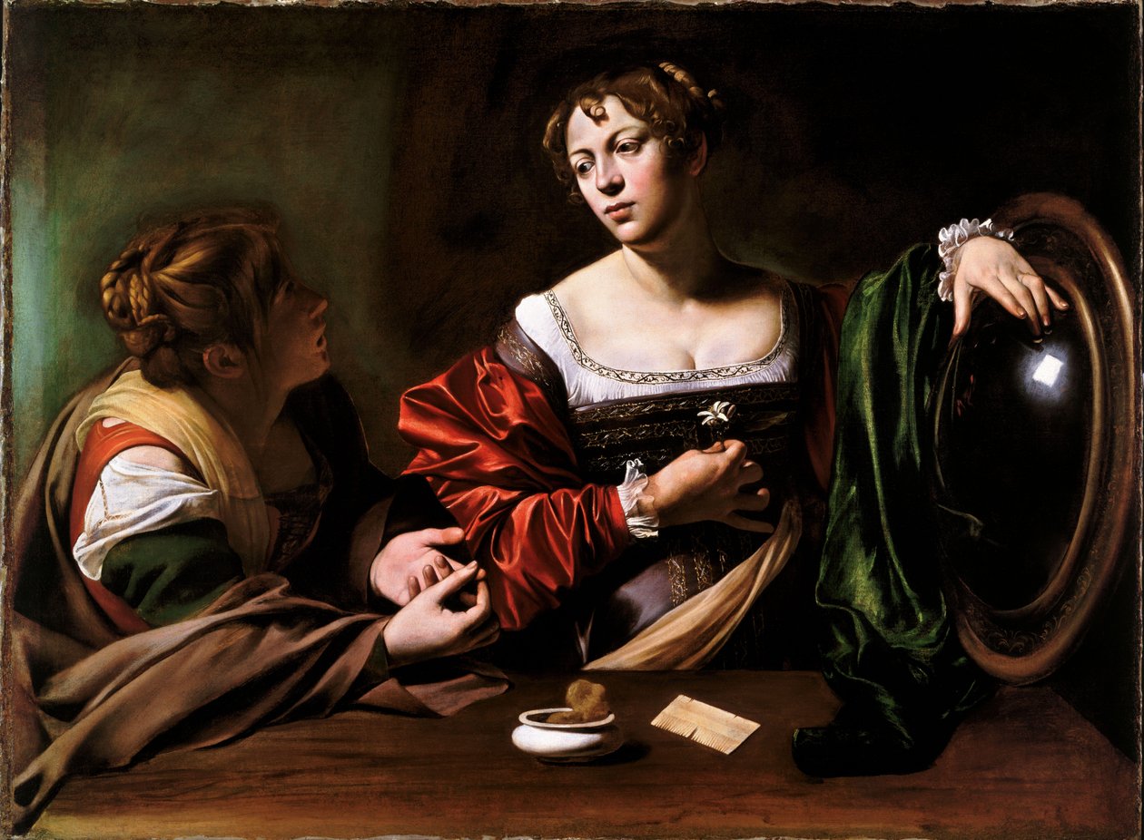 Marta i Maria Magdalena autorstwa Michelangelo Merisi Caravaggio