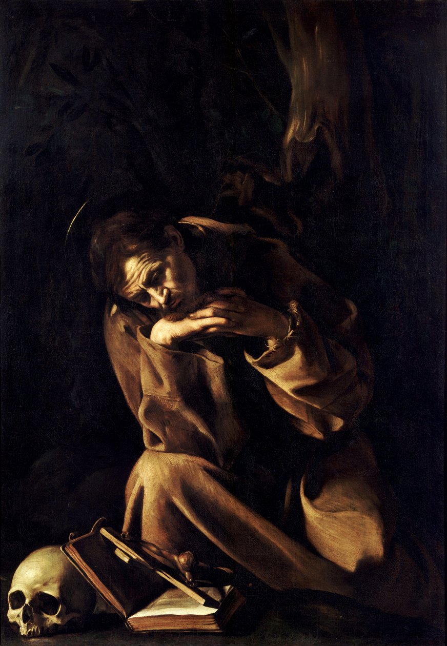 Św. Franciszek w medytacji autorstwa Michelangelo Merisi Caravaggio