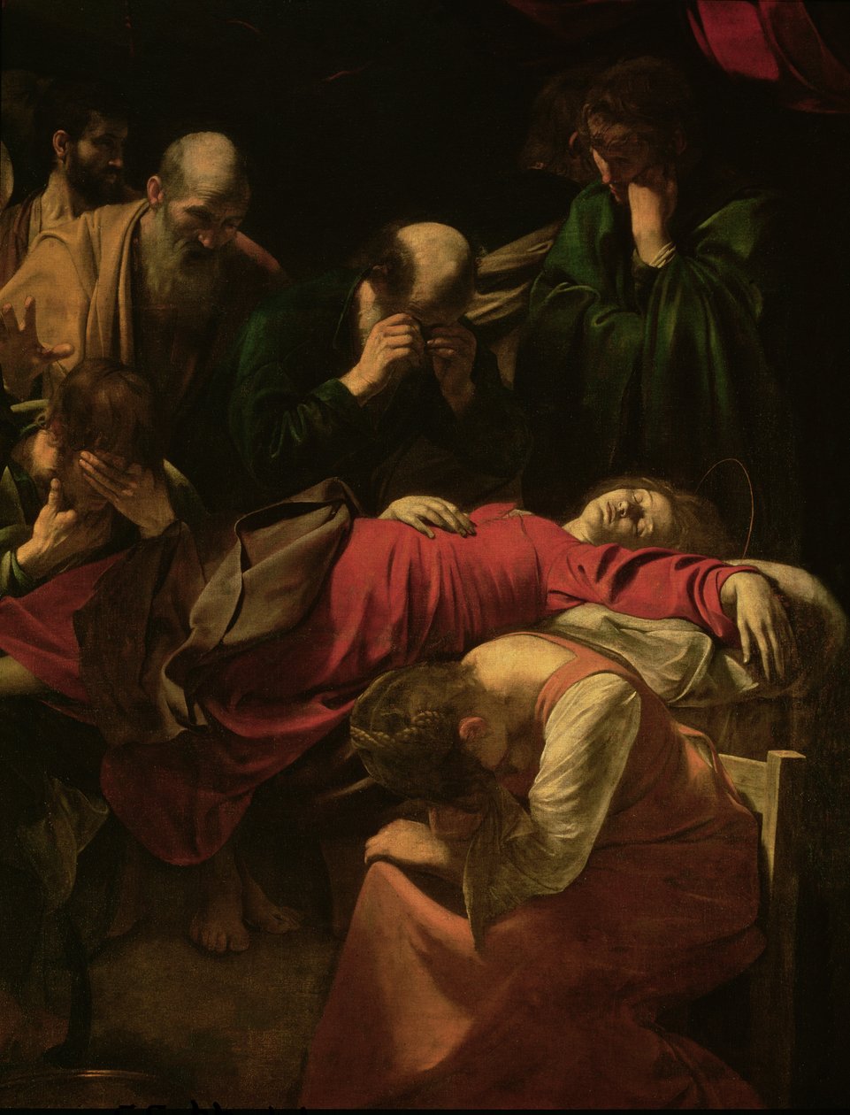Śmierć Dziewicy, 1605-06 (szczegóły 3678) autorstwa Michelangelo Merisi Caravaggio