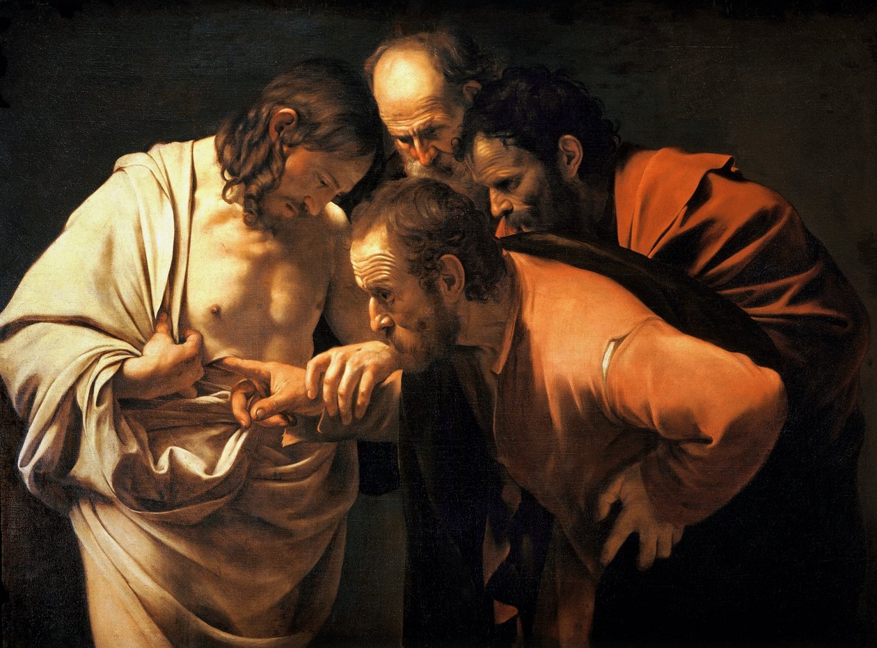 Niedowierzanie św. Tomasza, 1602-03 autorstwa Michelangelo Merisi Caravaggio